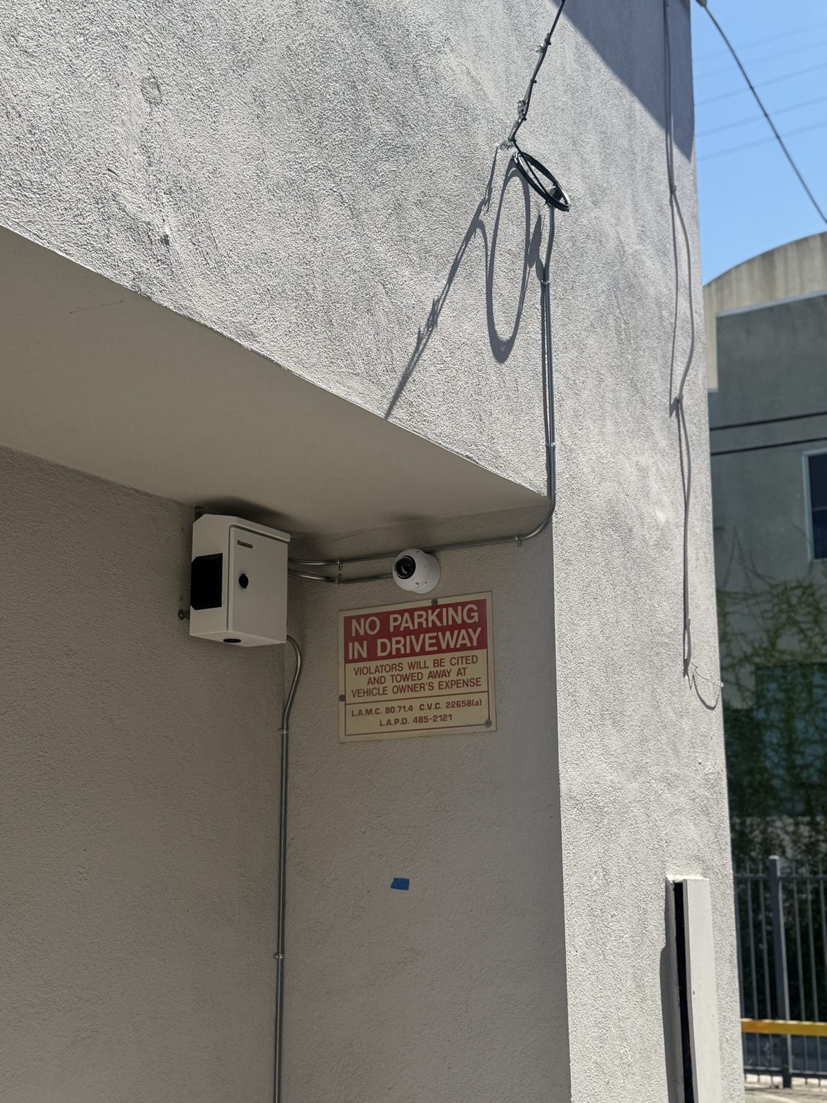 Security camera at a Los Angeles apartment building entrance
