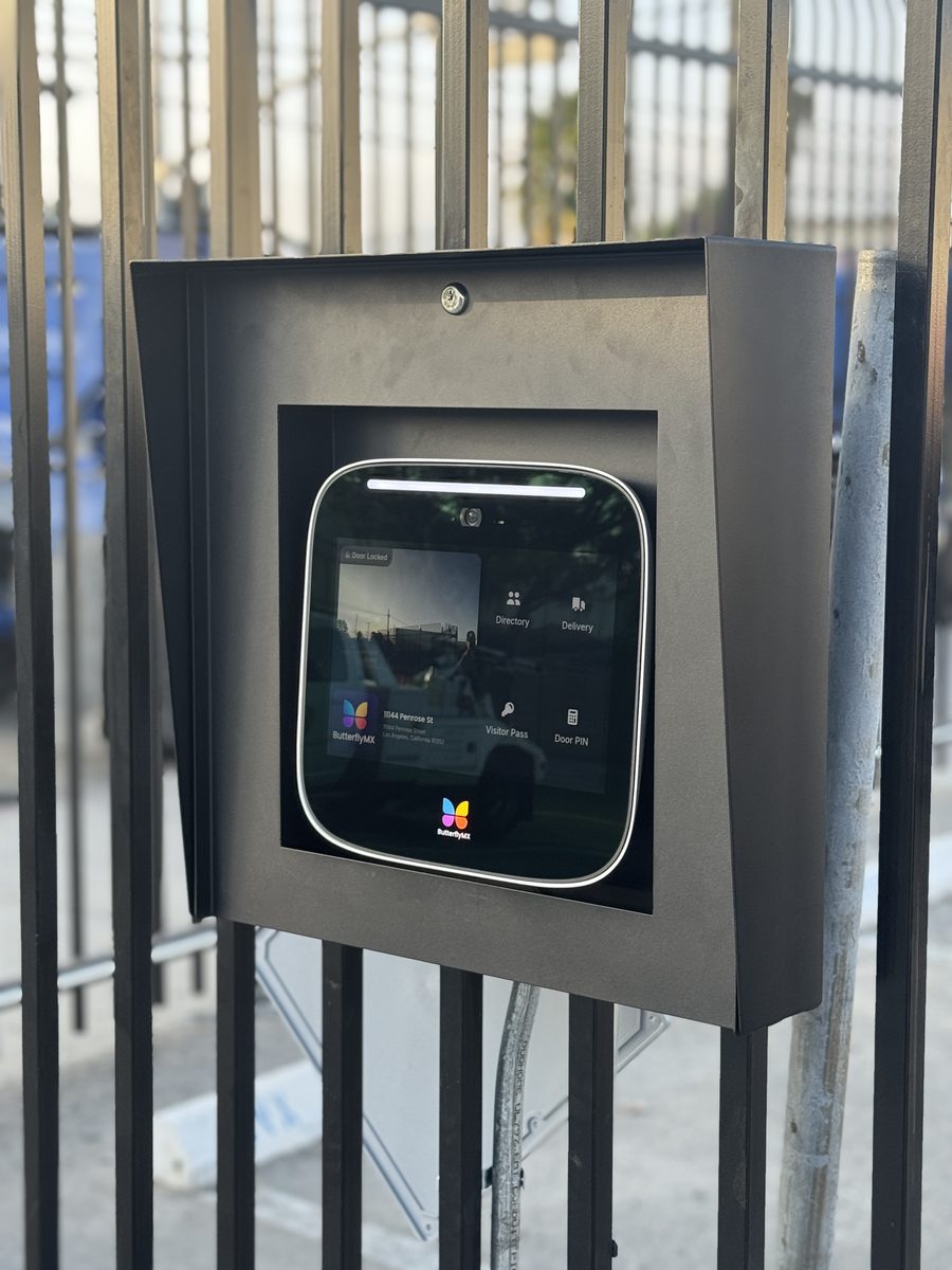 ButterflyMX video intercom installed at an industrial complex in Van Nuys